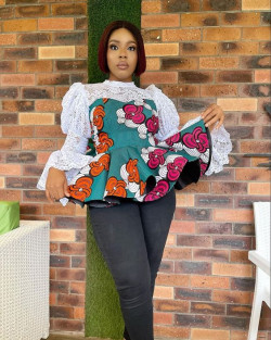 Latest ankara peplum top african wax prints, ankara fashion, beautiful long sleeve top, ankara styles: ankara tops,  Ankara With Denim  