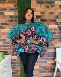 Stylish peplum ankara tops african wax prints, ankara fashion, long sleeve top: ankara tops  