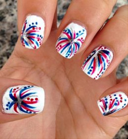 4th of july nail design with fireworks: 