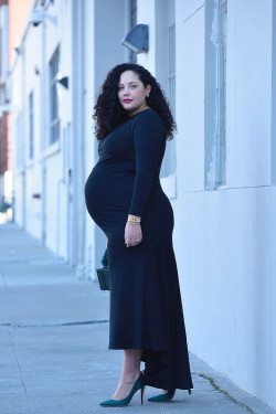 Plus size pregnant model photoshoot, one-piece garment: Maternity clothing  