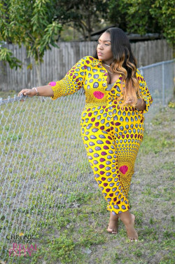 Yellow ankara jumpsuit styles for plus size women: 