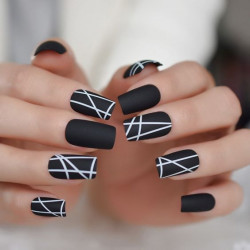Classy black acrylic nails black false nails, nail polish: Nail art  