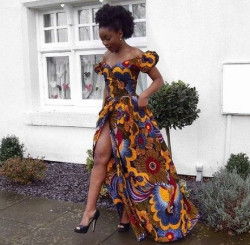 Off shoulder african print prom dress: 