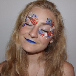4th of july makeup, independence day, glittery eyes: 