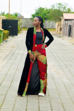 Ankara kimono jacket and trouser outfit: 