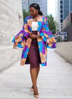 Ankara kimono jacket with skirt