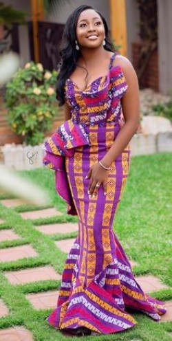 Lookbook fashion purple kente dress one-piece garment: 