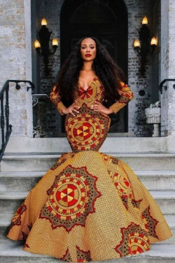 Elegant african wedding dress design, prom dresses: 