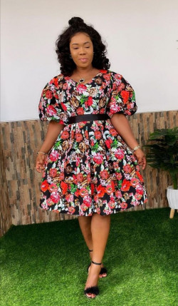 Pink look inspiration with cocktail dress, plus size ankara gown: 