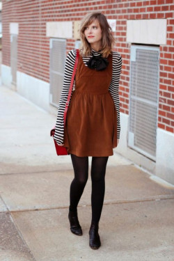 Orange and black outfit inspo with little black dress, tartan: 
