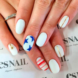 4th Of July Nails Acrylic Coffin Simple: 