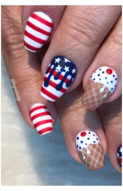 Fourth of july nails, independence day America: 