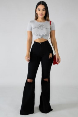 Outfit ideas pantalon acampanado mujer ripped flare jeans, flare jeans denim: 