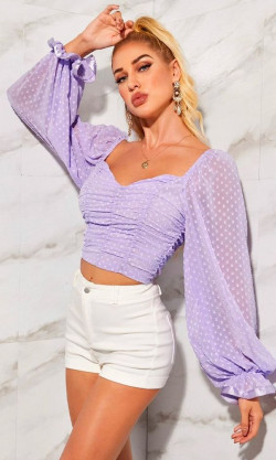 Purple puff sleeve top, puff sleeve: 