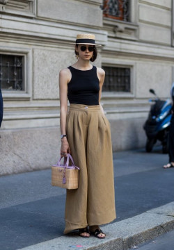 Classy outfit wear straw hat, fashion accessory: 