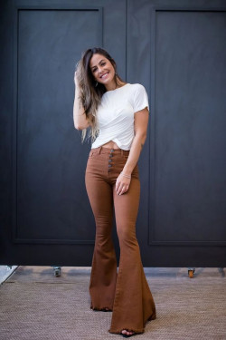 Brown outfit Stylevore with white top: 