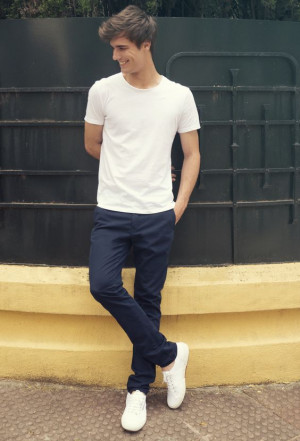 Navy chinos with t shirt: 
