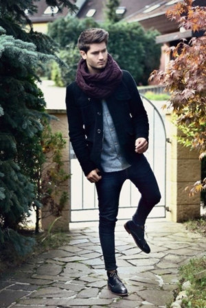 Style outfit mens scarf outfit, leather jacket: 