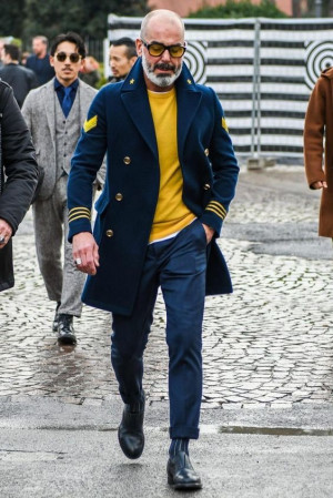 Yellow sweater outfit men, men's style: 
