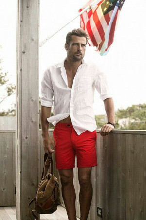 Mens red shorts outfit, men's clothing: 