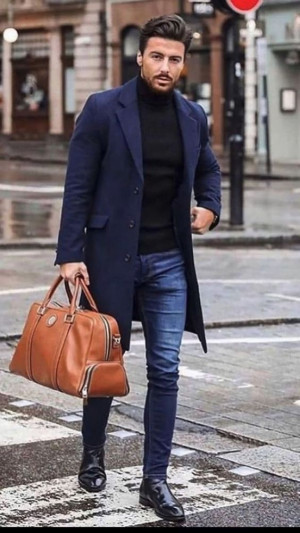 Look inspiration with coat, jeans, overcoat, dress shirt: 