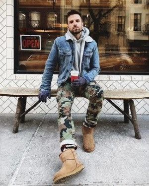 Denim jacket cargo pants hoodie: 