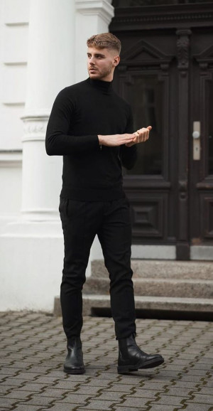 All black outfit men, men's clothing: 