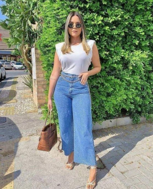 Outfit ideas palazzo jeans trousers jeans para mujer, wide-leg jeans: 