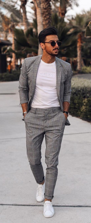Outfit inspo grey suit casual, smart casual: 