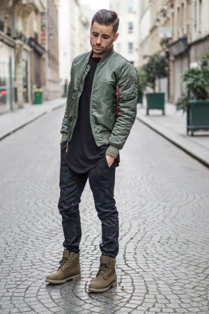 Bomber jacket with boots, leather jacket: 