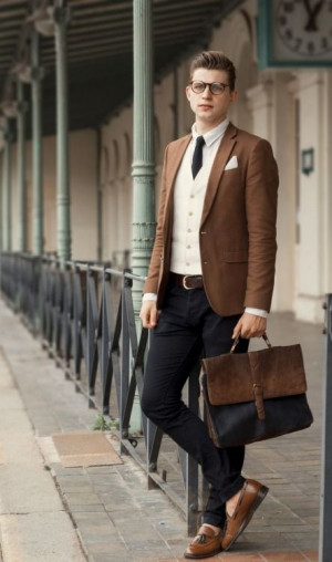 Style outfit brown formal outfit, men's clothing: 