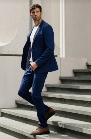 Cobalt blue clothing ideas with blazer, dress shirt: 