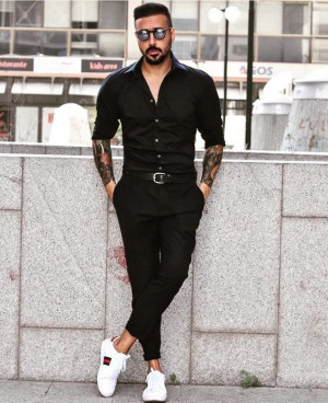 All black outfit men, men's clothing, formal dress: 