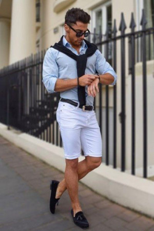 V neck sweater and shorts: 