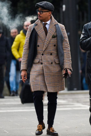 Style outfit with coat, tartan, jacket, dress shirt: 