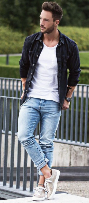 Denim summer outfits men, men's apparel: 