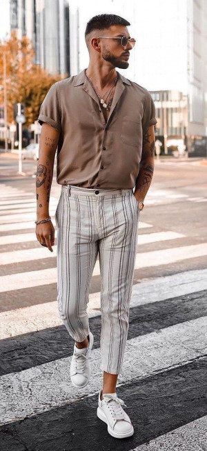 Mens Casual Striped Skinny Pants Fashion Formal Long Slim Fit Carrot  Trousers | eBay