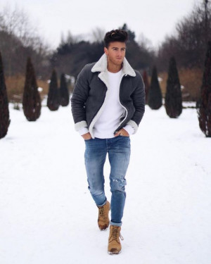 Instagram fashion men's winter outfits jeans hombre slim.: 