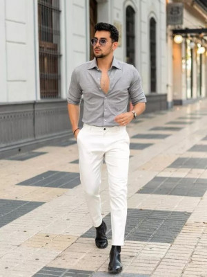 Grey shirt matching pant, polo shirt: 
