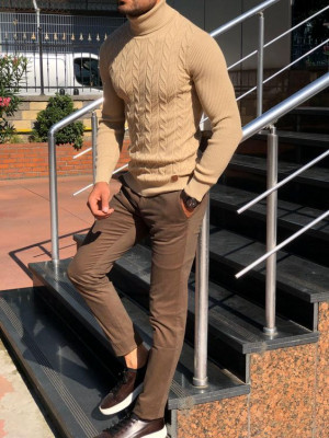 Brown outfit inspo with shirt, t-shirt, trousers, dress shirt: 