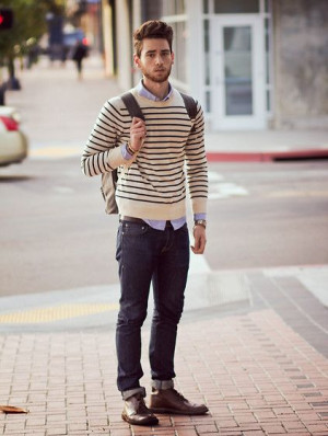Men's preppy casual outfits, sweater outfits for men: 