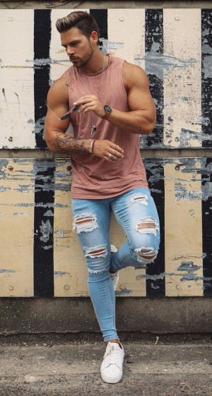 Best ripped jeans men slim-fit pants, ripped jeans, t-shirt: 
