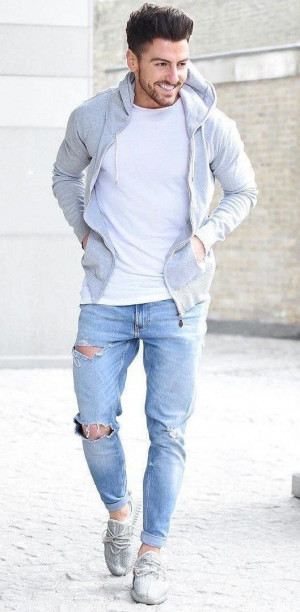 Mens ripped jeans outfit, ripped jeans: 