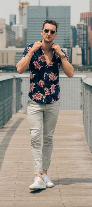 Floral shirt mens outfit, men's clothing: 