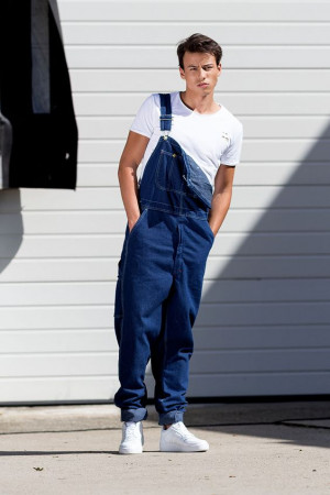 Outfit inspiration latzhosen männer red/blue dungaree, men's clothing, men's overall: 