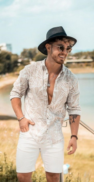 Hat beach outfit men, men's clothing: 