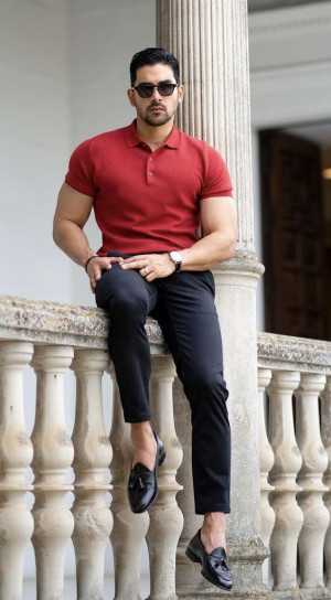 Red shirt matching pants for men: 