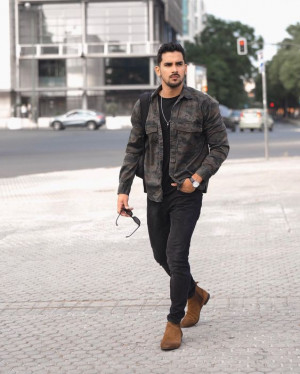 Outfit style with jeans, denim, jacket, dress shirt, leather jacket: 