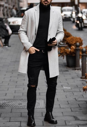 Black turtleneck outfits mens, polo neck: 