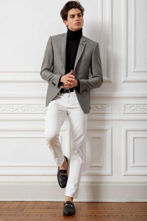 Look inspiration with jeans, dress shirt: 
